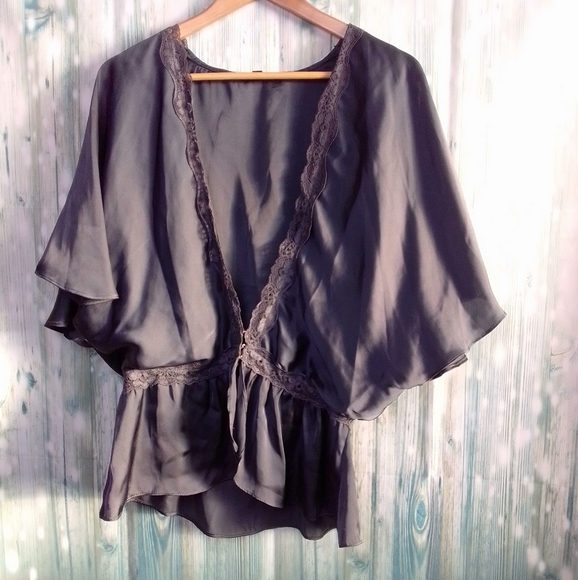 Love Stitch Tops - Love stitch imp-8544 metallic charcoal LG blouse